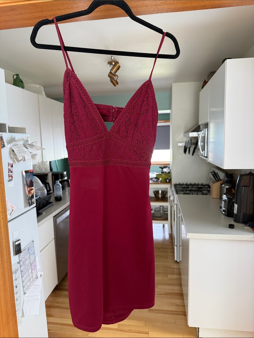 Lulu's Wine Red Lace-Top Mini Dress